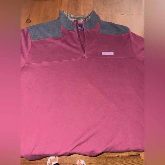Vineyard Vines Burgundy and Plaid Shirt